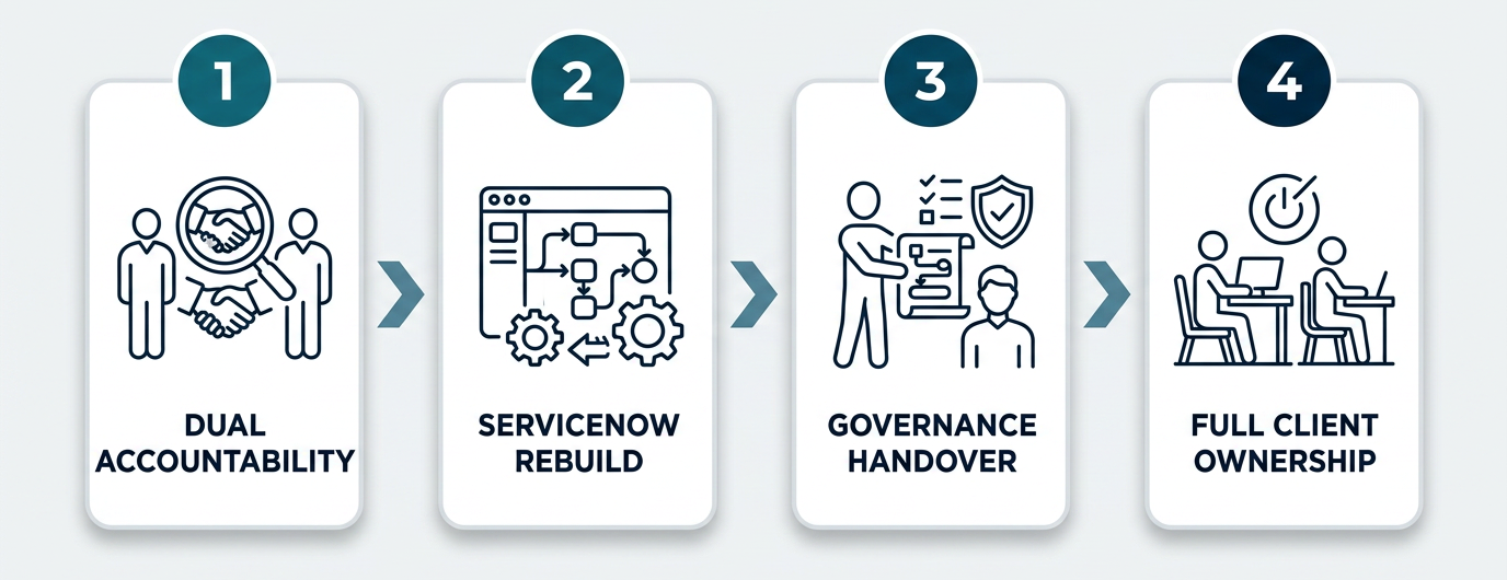 Transition Timeline: Managed services to in-house model, zero disruption
